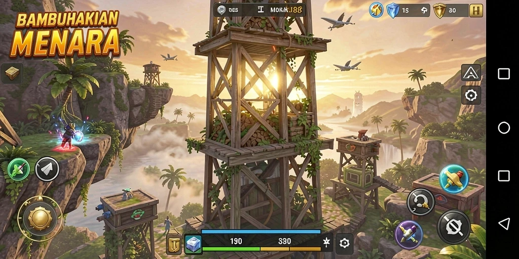 Screenshot BAMBUHOKI88 menampilkan strategi menara dalam aksi.