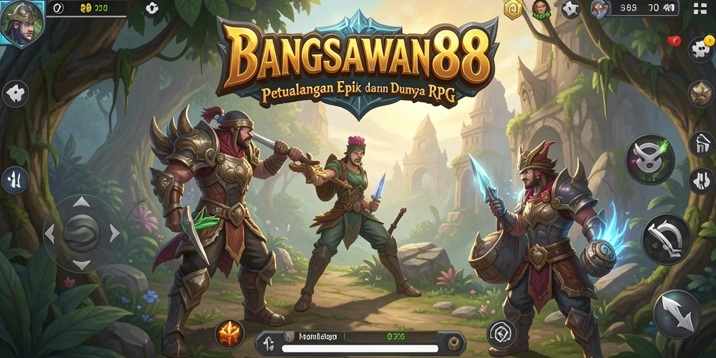 Tangkapan layar gameplay BANGSAWAN88 menunjukkan pertempuran epik dan karakter yang kuat.