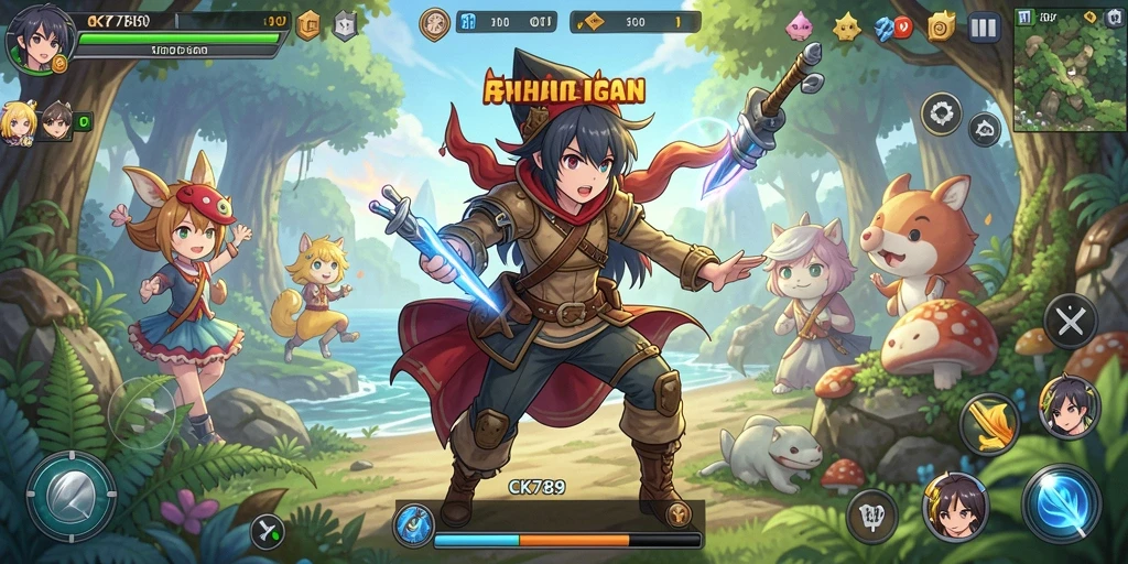 Tampilan gameplay CK789 menampilkan karakter anime yang dinamis dan aksi seru.