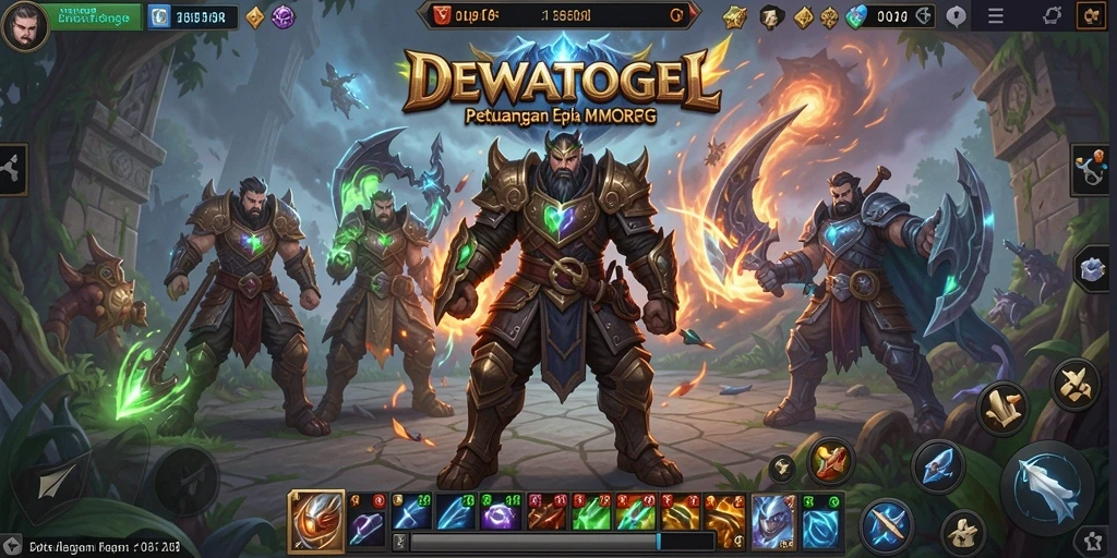 Tangkapan layar gameplay DEWATOGEL menunjukkan pertarungan epik antara karakter.