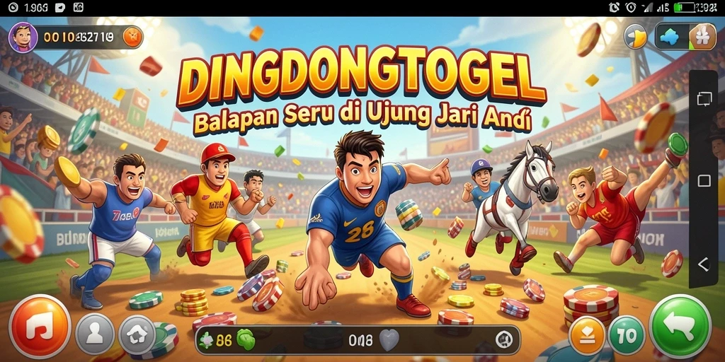 Screenshot gameplay DINGDONGTOGEL menampilkan balapan di trek yang menegangkan.