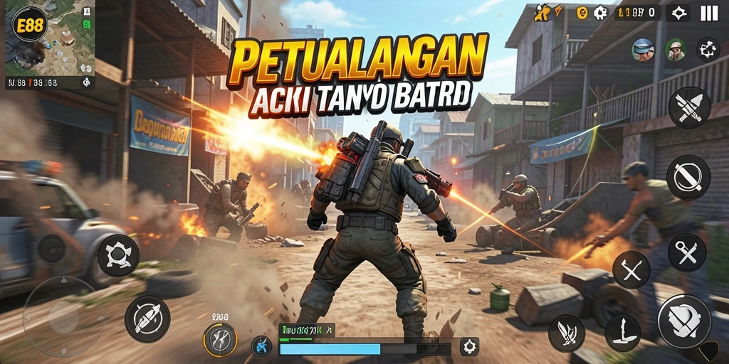 Tampilan aksi mendebarkan dalam E88 dengan grafis menawan.
