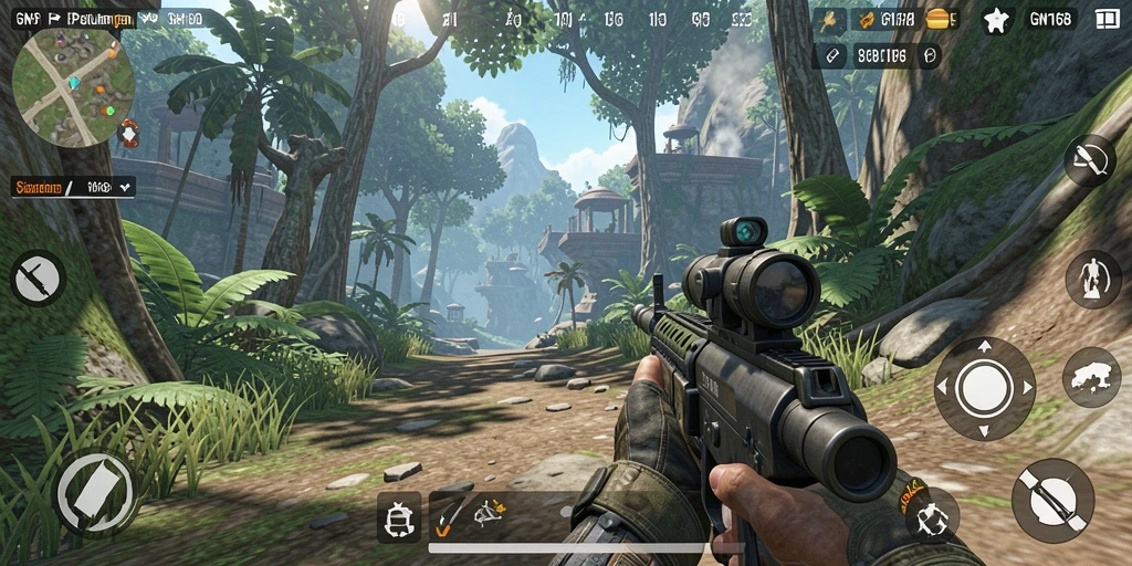 Screenshot gameplay seru dari GN168 menunjukkan pertempuran yang mendebarkan di dunia TPS.