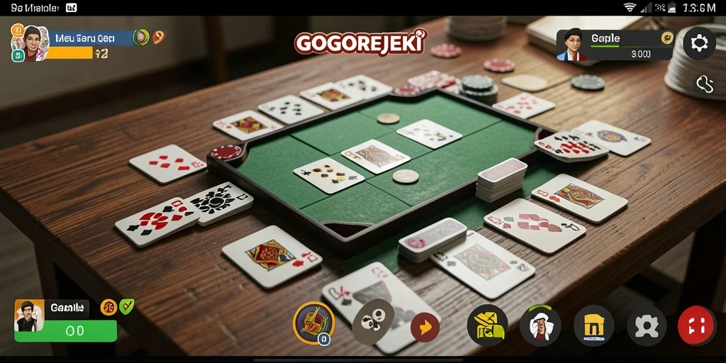 Tampilan gameplay seru di GOGOREJEKI saat bermain Gaple.