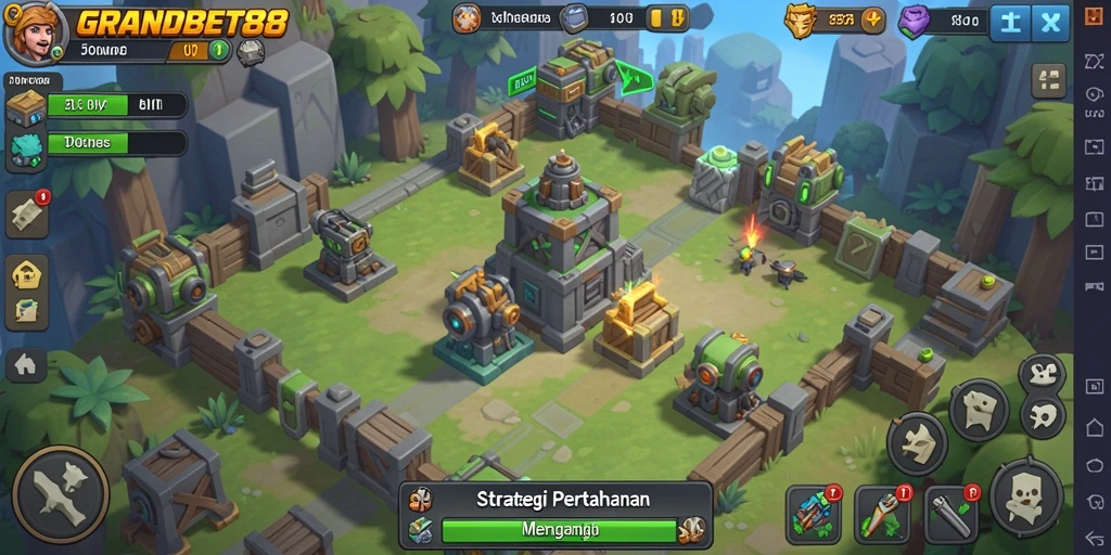 Tampilan gameplay menarik dari GRANDBET88 dalam aksi Tower Defense.