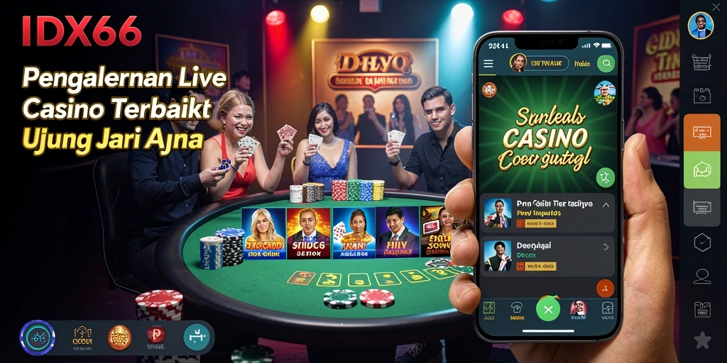 Screenshot gameplay IDX66 menampilkan suasana kasino real-time yang dinamis.