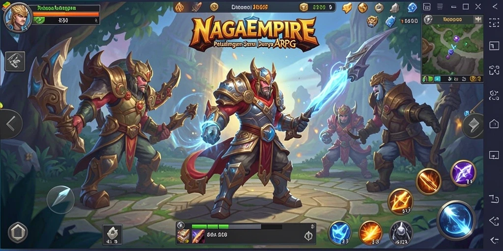 Screenshot NAGAEMPIRE menampilkan pertempuran menarik dalam gameplay ARPG.