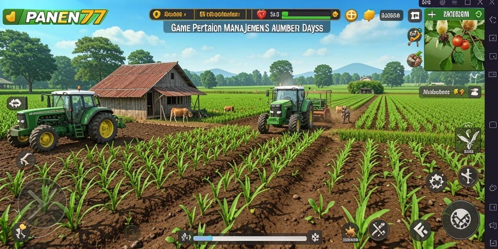 Screenshot PANEN77 menampilkan gameplay seru saat bertani.