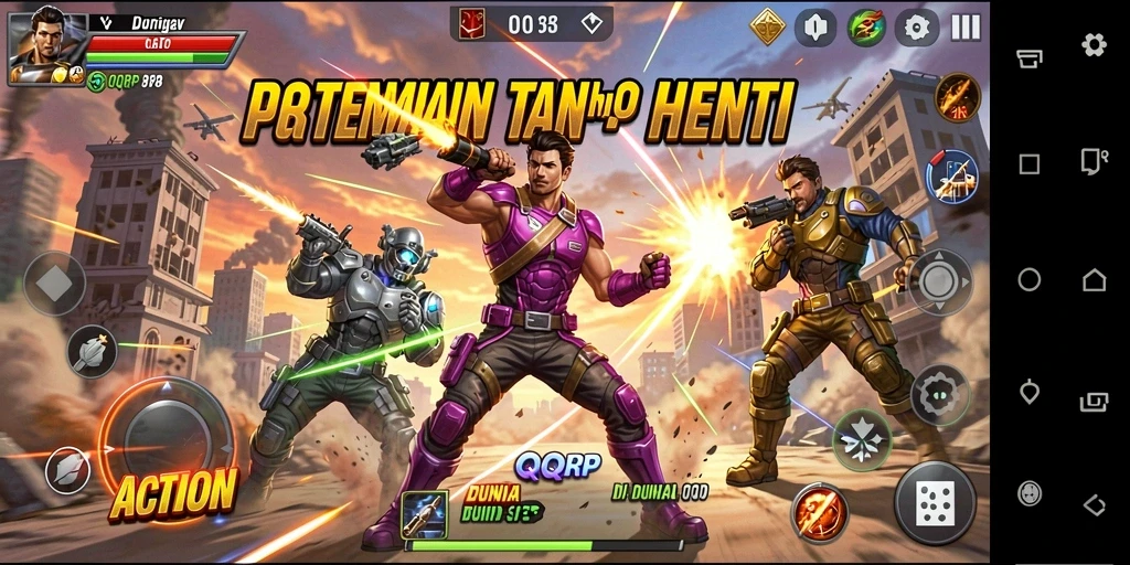 Tampilan aksi seru dalam gameplay QQRP yang mendebarkan.