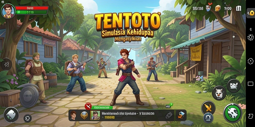Tampilan gameplay realistik TENTOTO dalam simulasi kehidupan.